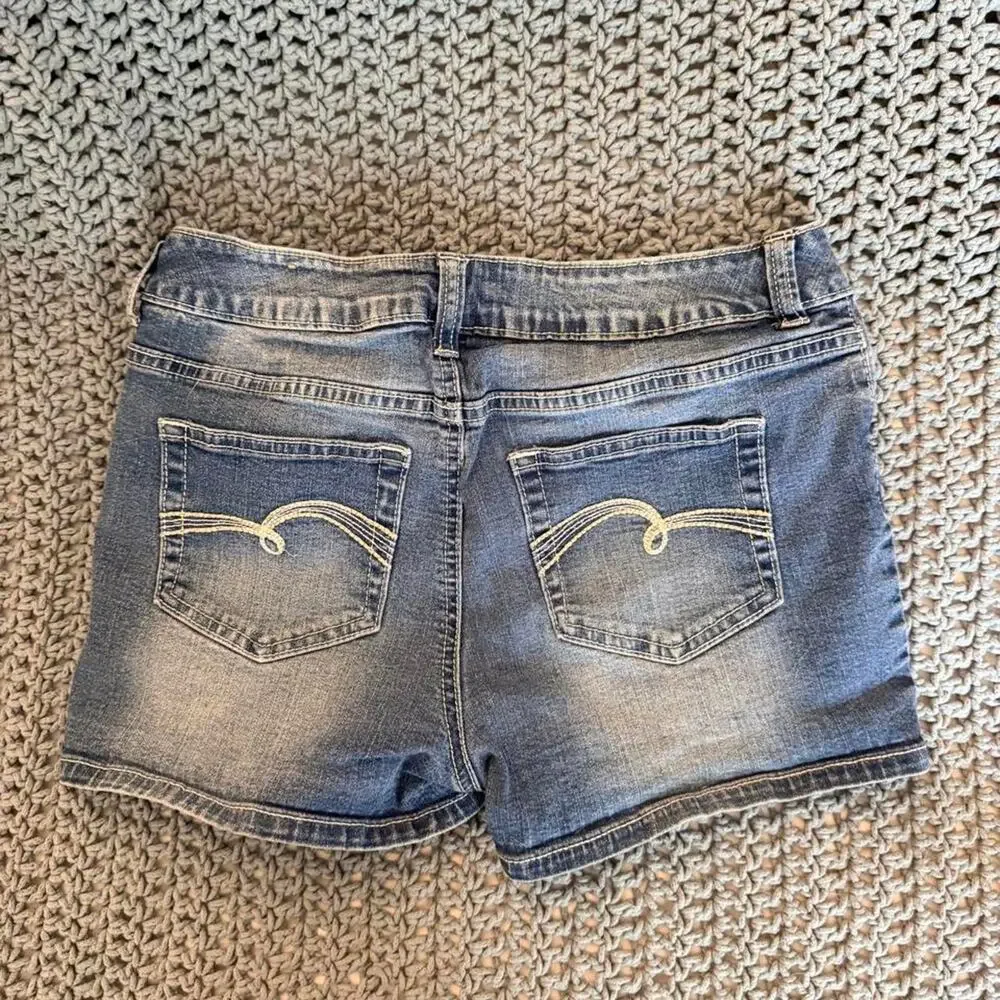Justice blue denim shorts with